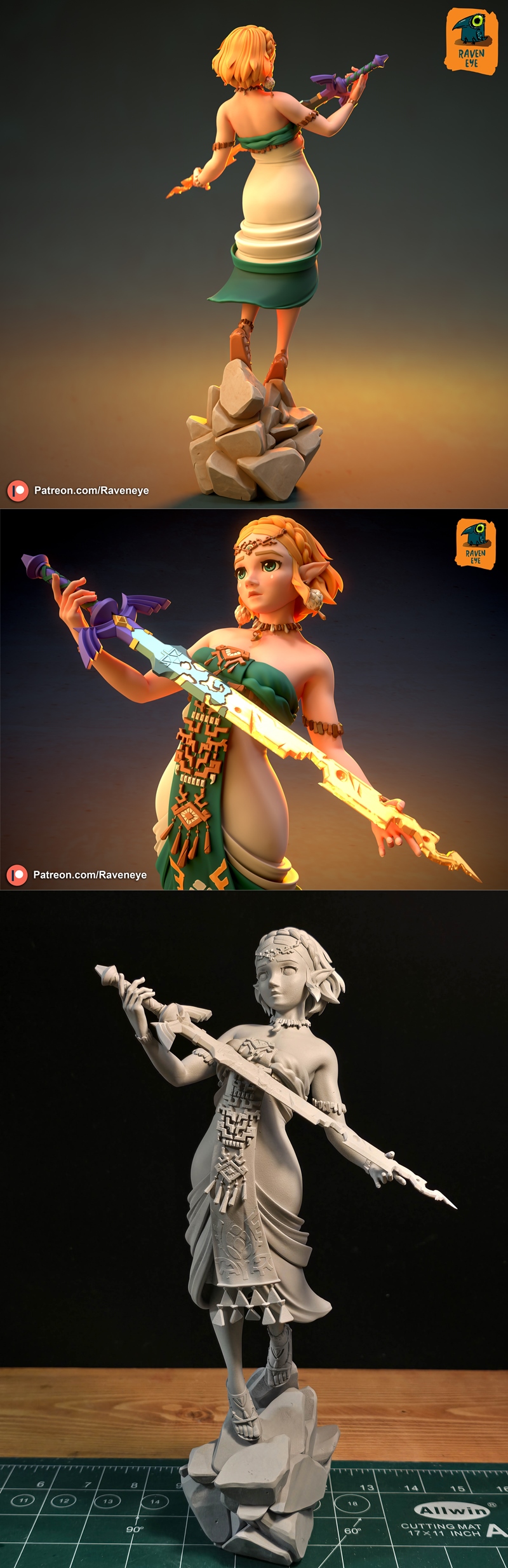 塞尔达传说公主塞尔达 3D打印模型|Raven Eye – Princess Zelda – 3D Print Model STL