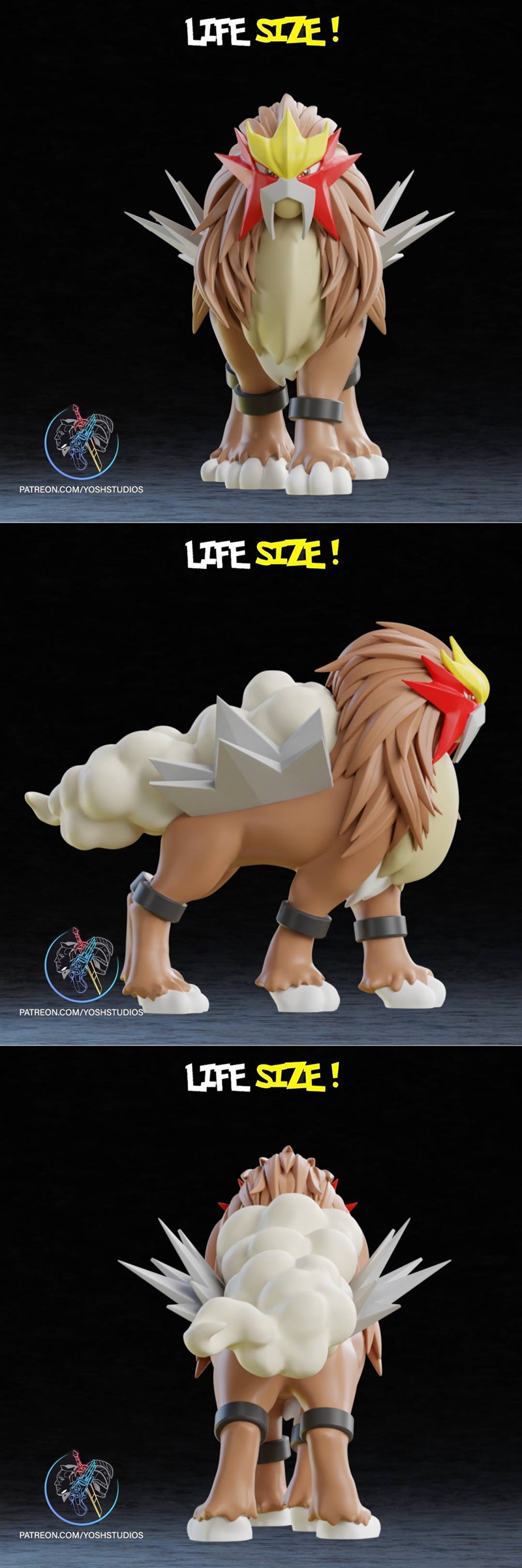 3D打印埃特尼模型|Life Size Entei – 3D Print Model STL