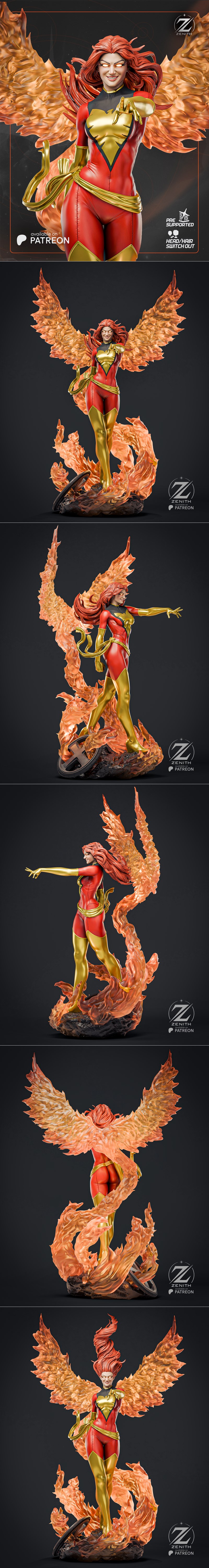 Zenith Studios - 菲尼克斯女巫 - 3D打印模型|Zenith Studios – Jean Grey Phoenix – 3D Print Model STL