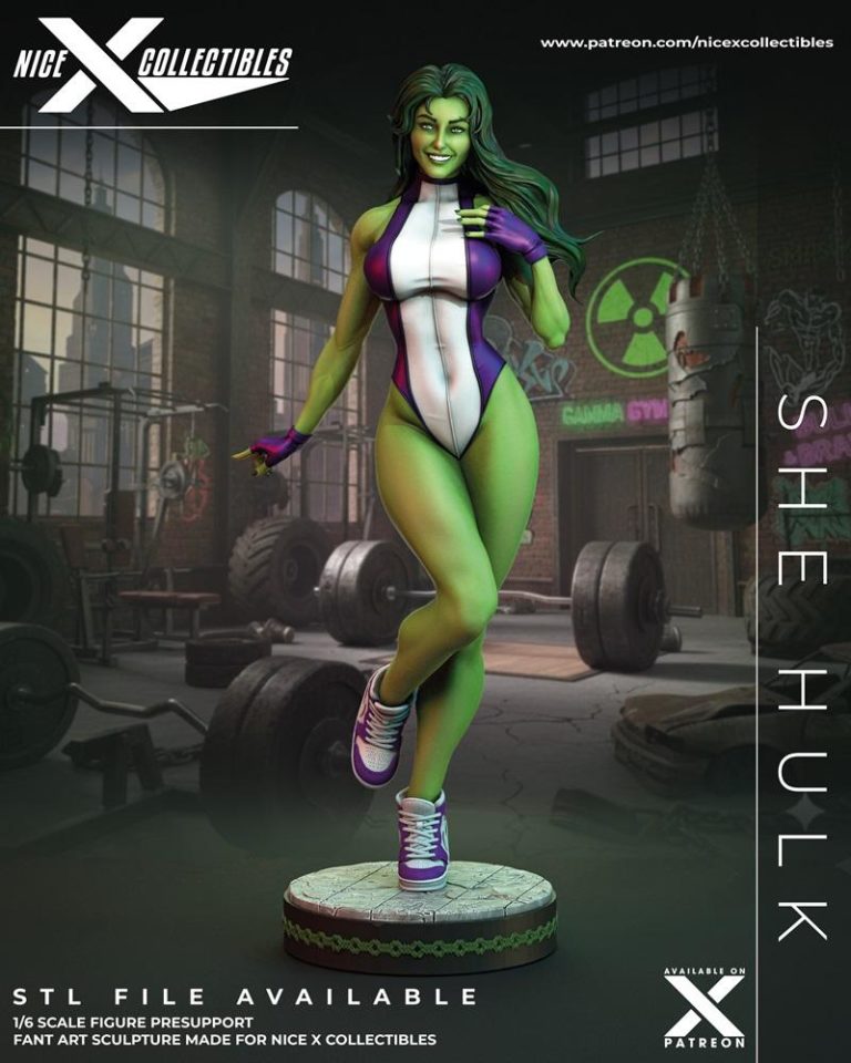 Nice X Collectibles - 女武神 - 3D打印模型|Nice X Collectibles – She-Hulk – 3D Print Model STL