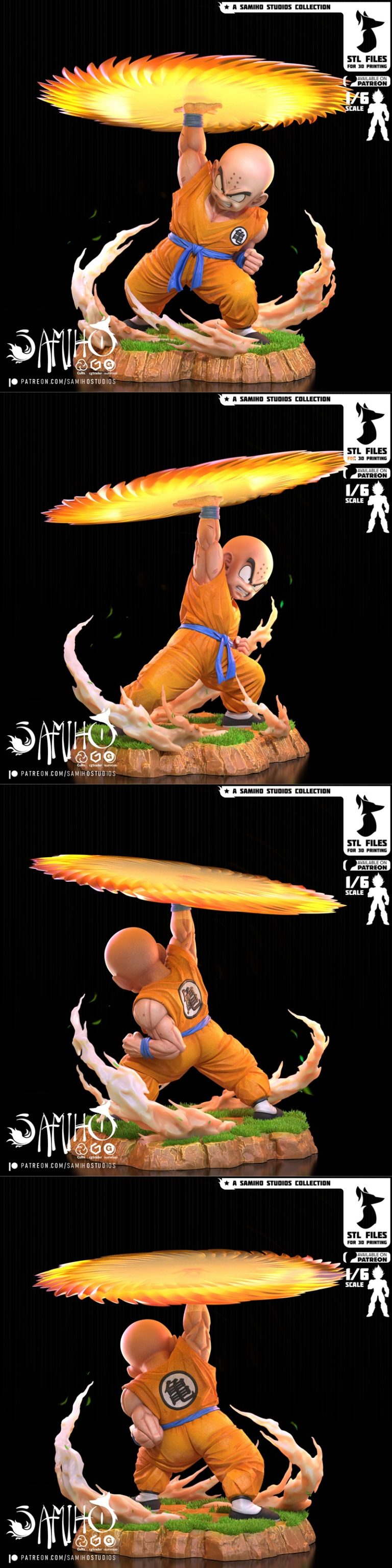 Samiho Studios - 《龙珠》克林 Kienzan 3D打印模型|Samiho Studios – Krillin Kienzan – 3D Print Model STL