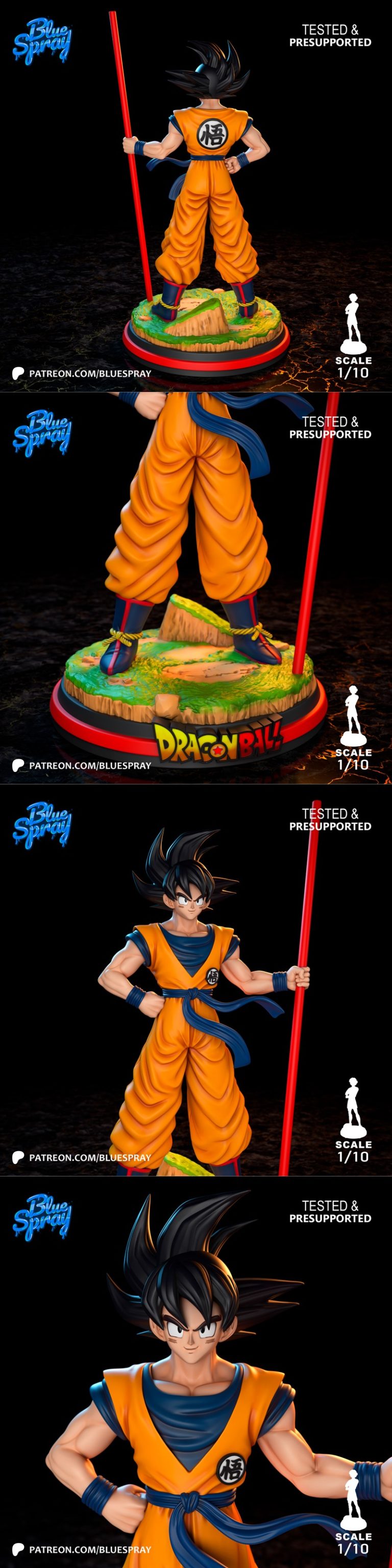 蓝色喷雾——年轻悟空——3D打印模型|Blue Spray – Young Goku – 3D Print Model STL