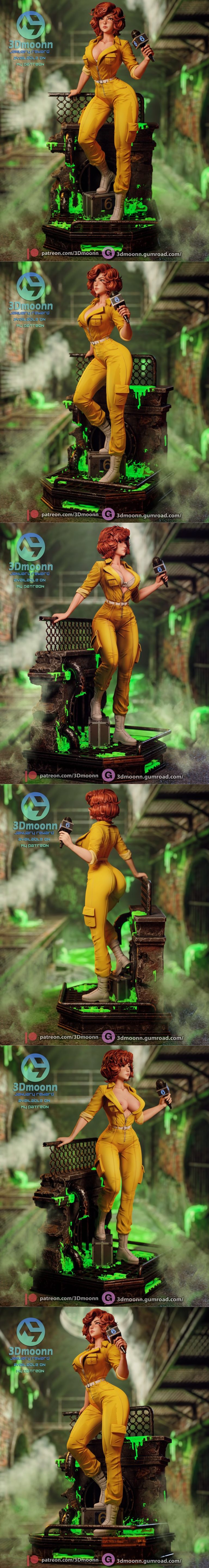 3D打印模型：April O'Neil角色造型|3Dmoonn – April O’Neil – 3D Print Model STL