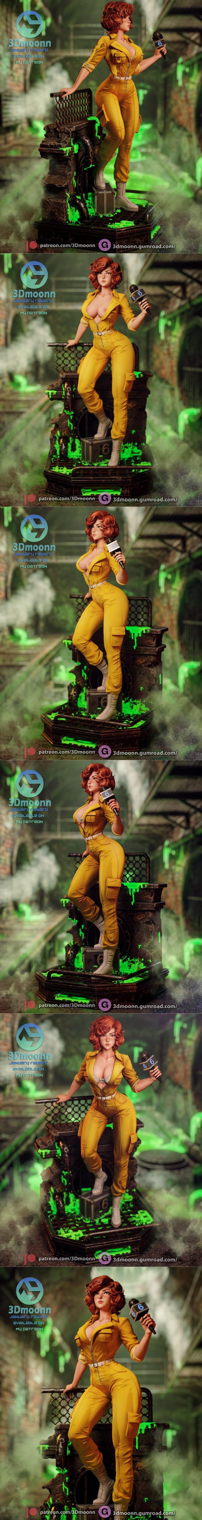 3D打印模型：April O'Neil角色造型|3Dmoonn – April O’Neil – 3D Print Model STL