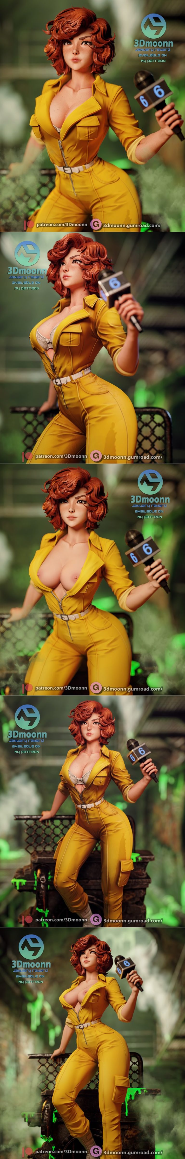 3D打印模型：April O'Neil角色造型|3Dmoonn – April O’Neil – 3D Print Model STL