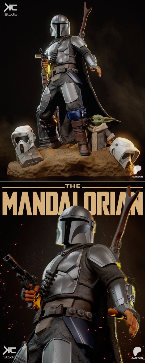 曼达洛人-3D打印模型-星战粉丝艺术|KcStudio – The Mandalorian – Star Wars Fanart – 3D Print Model STL