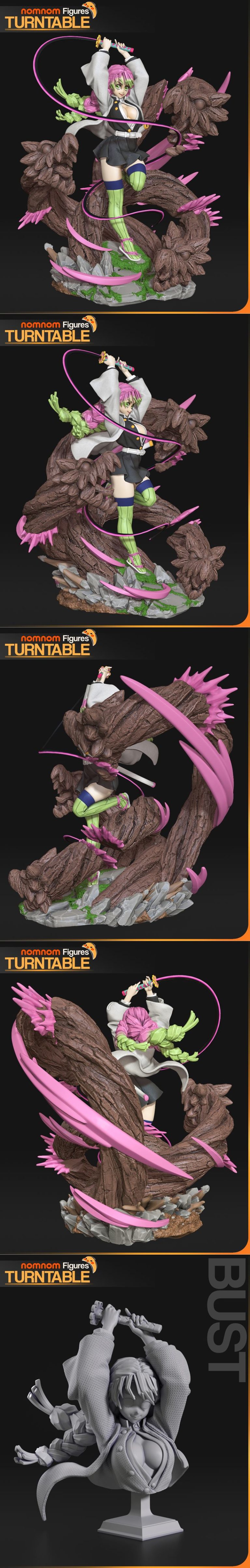 三渲二恶魔斩·米茨uri 3D打印模型|Nomnom Figures – Mitsuri – Demon Slayer – 3D Print Model STL