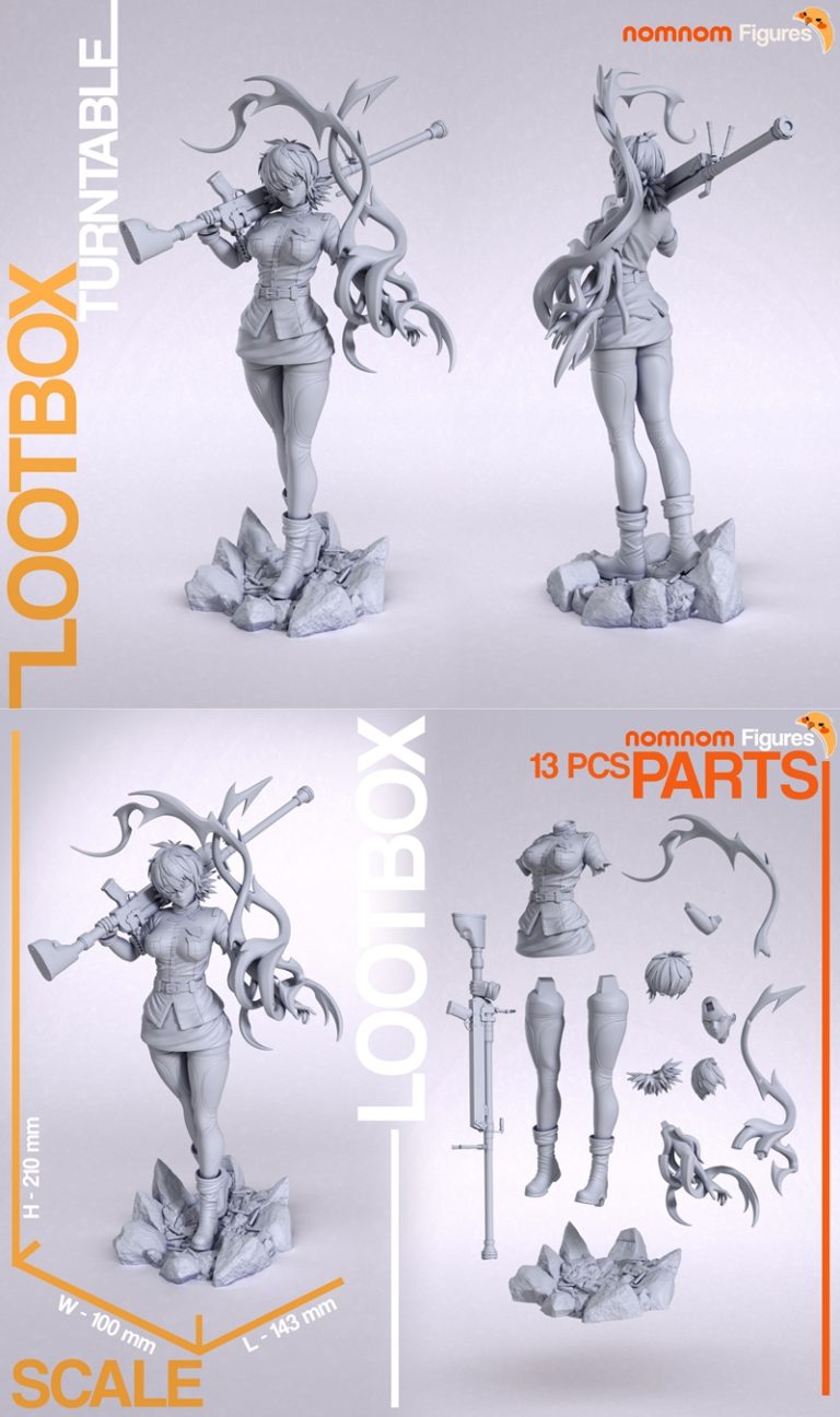 Seras Victoria 3D打印模型 - Hellsing Ultimate|Nomnom Figures – Seras Victoria – Hellsing Ultimate – 3D Print Model STL