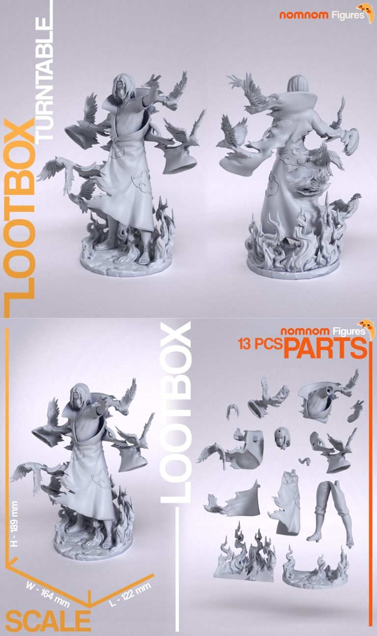 宇智波伊achi 3D打印模型|Nomnom Figures – Uchiha Itachi – Naruto Shippuden – 3D Print Model STL