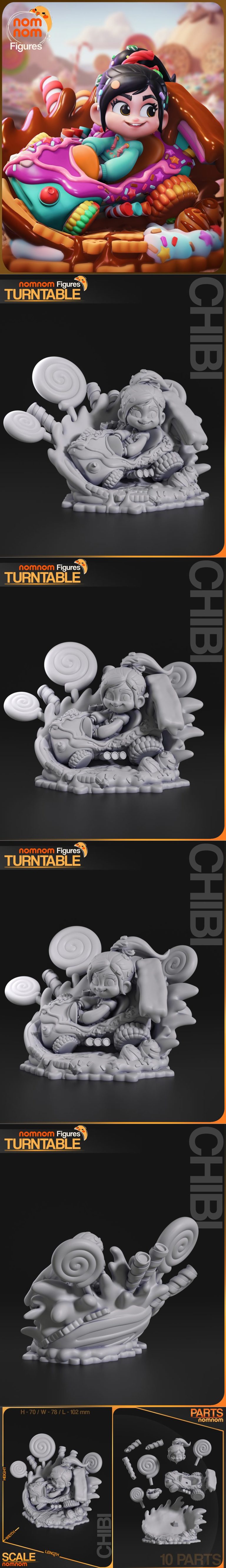 3D打印模型：小黄人-奈洛比-瑞克与莫蒂|Nomnom Figures – Chibi Vanellope – Wreck it Ralph – 3D Print Model STL