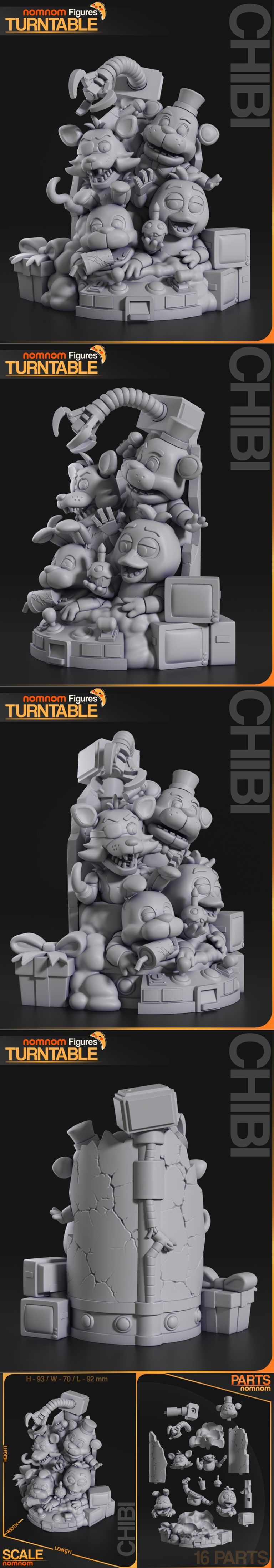 小可爱五夜食堂3D打印模型|Nomnom Figures – Chibi Five Nights at Freddy’s – 3D Print Model STL