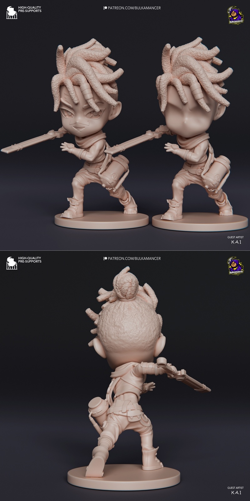 Bulkamancer创作的Chibi Ekko 3D打印模型|Bulkamancer Sculpts – Chibi Ekko – 3D Print Model STL