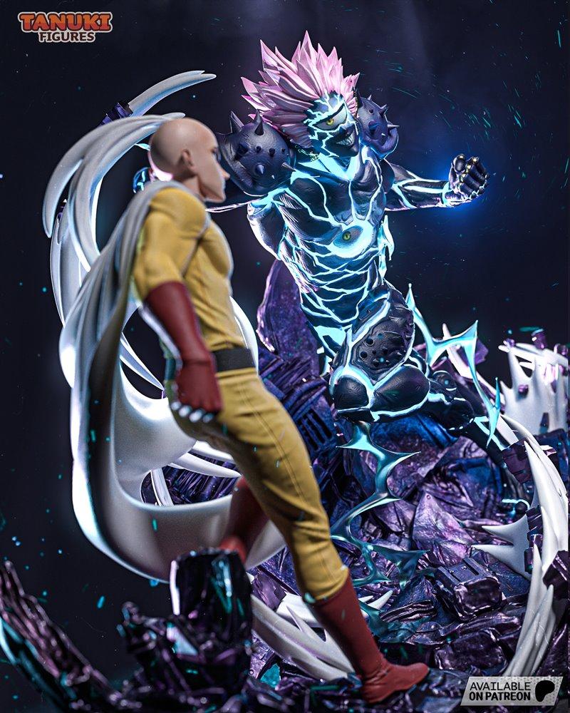 胖嘟嘟狐族模型：龙珠超 vs 贝吉塔 3D打印雕塑|Tanuki Figures – Saitama vs Boros – One Punch Man Diorama – 3D Print Model STL