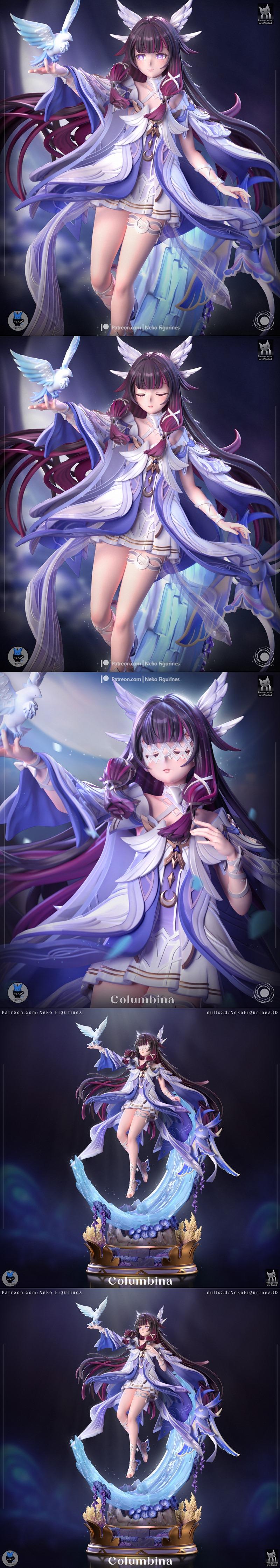 原神3D打印模型：库尔布尼娜|Neko Figurines – Genshin Impact – Columbina – 3D Print Model STL