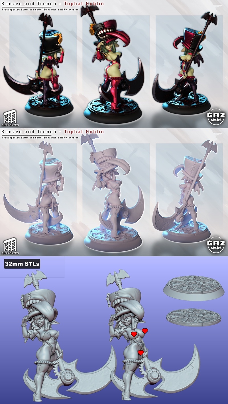 Gaz Minis 3D打印模型：Kimzee与Trench的仿制礼帽哥布林造型|Gaz Minis – Mimic Tophat Goblin – Kimzee and Trench – 3D Print Model STL