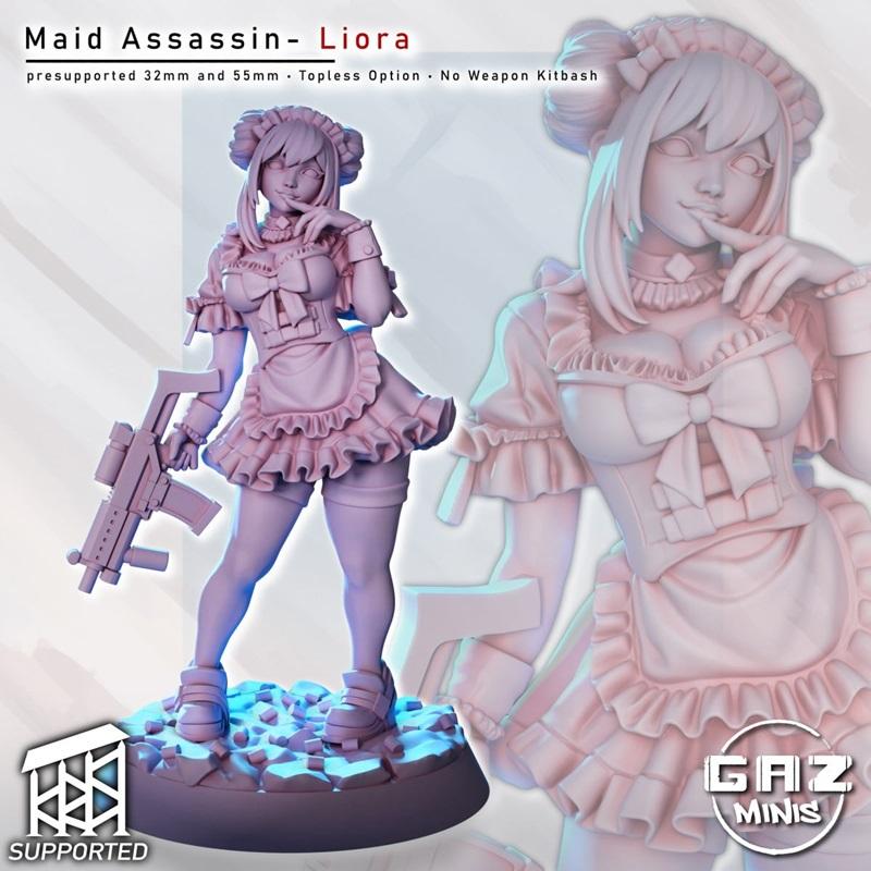 Gaz Minis 3D打印模型： maid assassin Liora|Gaz Minis – Maid Assasin Liora – 3D Print Model STL