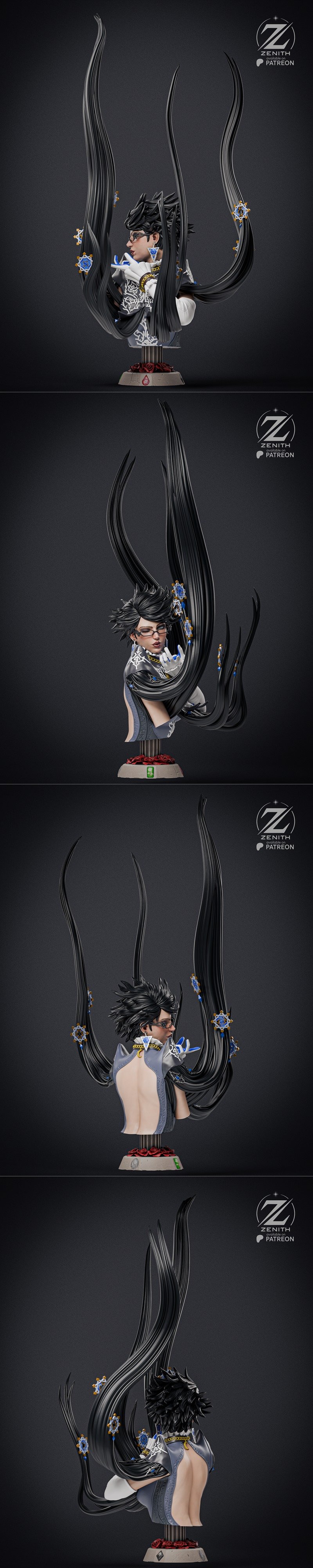 zenith工作室拜奥娜塔立体模型3D打印文件|Zenith Studios – Bayonetta Bust – 3D Print Model STL