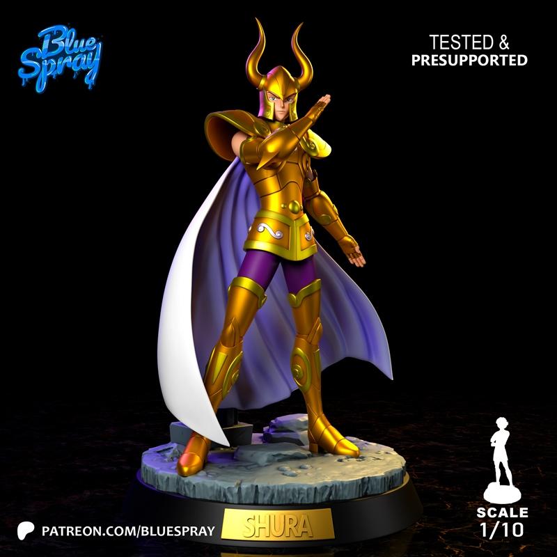 蓝喷雾·天秤座修拉·圣斗士3D打印模型|Blue Spray – Capricorn Shura – Saint Seiya – 3D Print Model STL