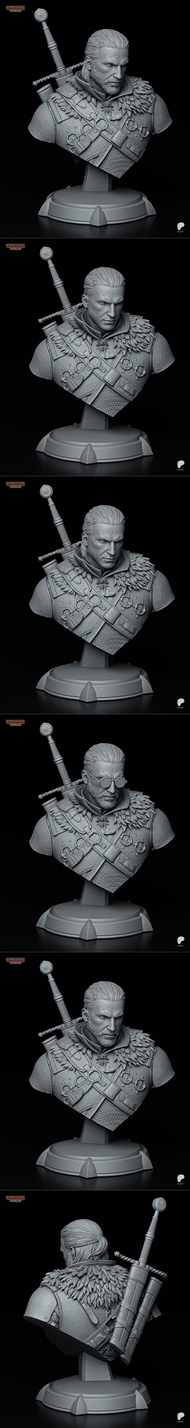 《巫师3》杰洛特角色3D打印模型|Tanuki Figures – Geralt – The Witcher 3 Bust – 3D Print Model STL