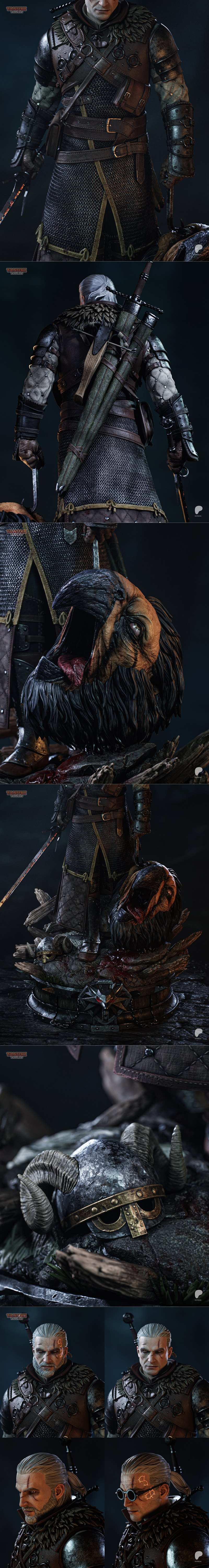 《巫师3》杰洛特3D打印模型|Tanuki Figures – Geralt – The Witcher 3 – 3D Print Model STL