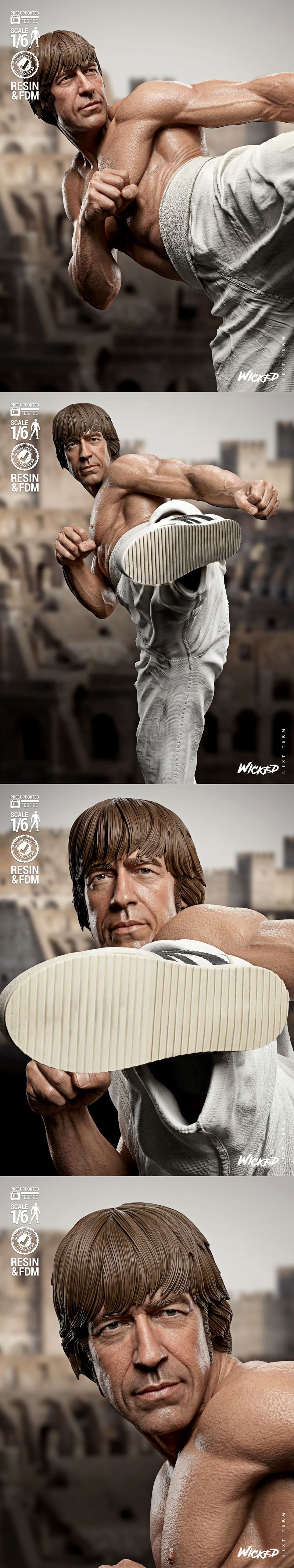 邪恶之徒——查克·诺里斯雕塑3D打印模型|Wicked – Chuck Norris Sculpture – 3D Print Model STL