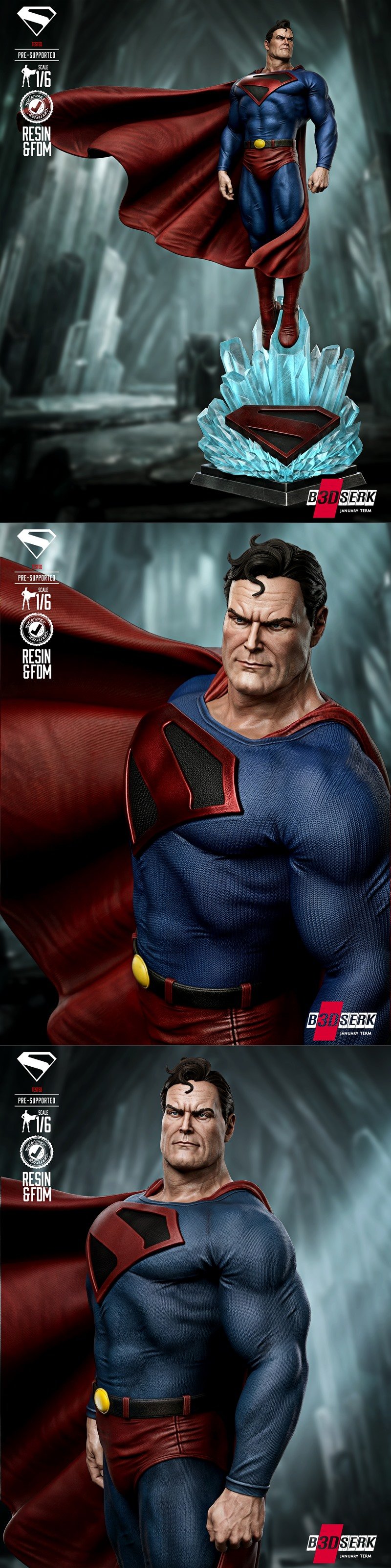 B3dserk - 宇宙之王：超人国王归来 3D打印模型|B3dserk – Superman Kingom Come Sculpture – 3D Print Model STL