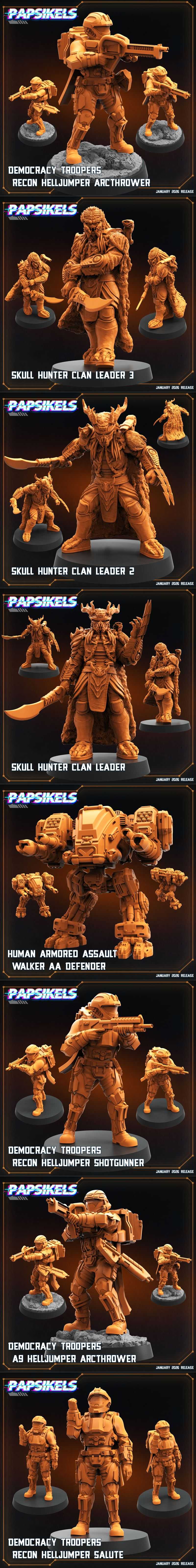 Papsikels迷你模型2026年一月发布版——3D打印可打印模型|Papsikels Miniatures January 2026 – 3D Print Model STL