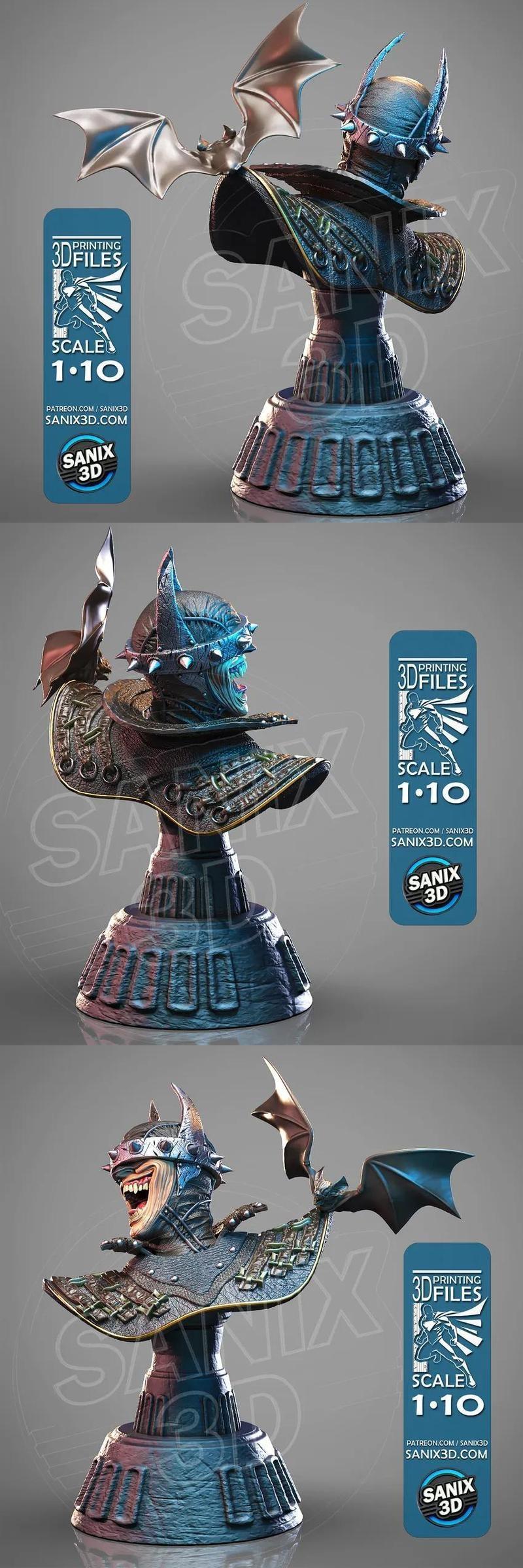Sanix - 笑脸蝙蝠 - 3D打印模型|Sanix – Laughing Bat Bust – 3D Print Model STL