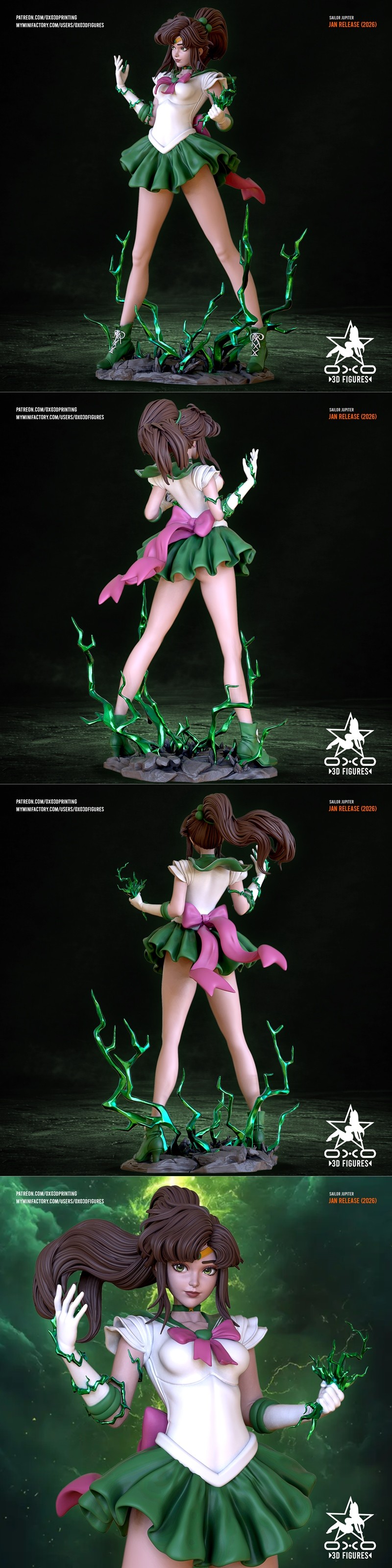 OXO3D 3D打印模型：水手宫格普托斯|OXO3D Figures – Sailor Jupiter – 3D Print Model STL