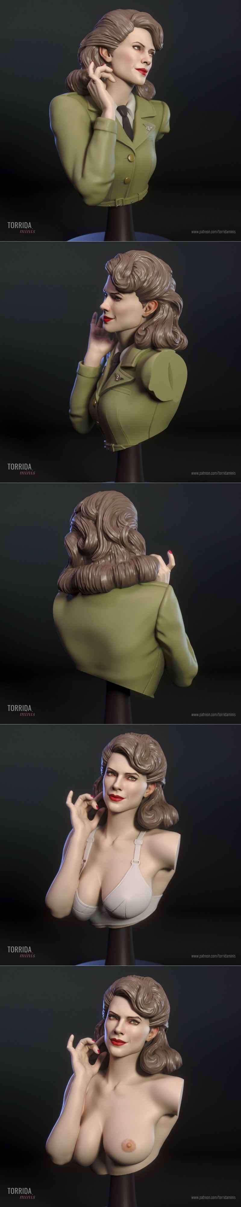 托里达迷你款 - 花旗银行女侠佩吉·卡特 3D打印模型|Torrida Minis – Peggy Carter from Captain America Bust – 3D Print Model STL