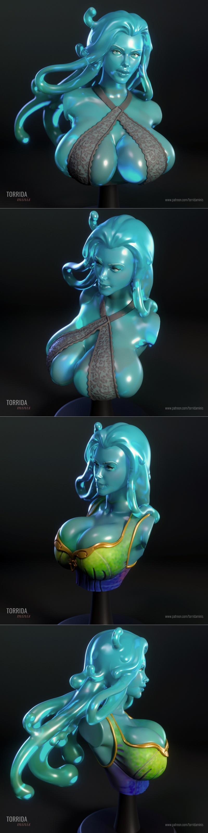 Lyra Flow slimy barmaid 3D打印模型|Torrida Minis – Lyra Flow the slimy barmaid Bust – 3D Print Model STL