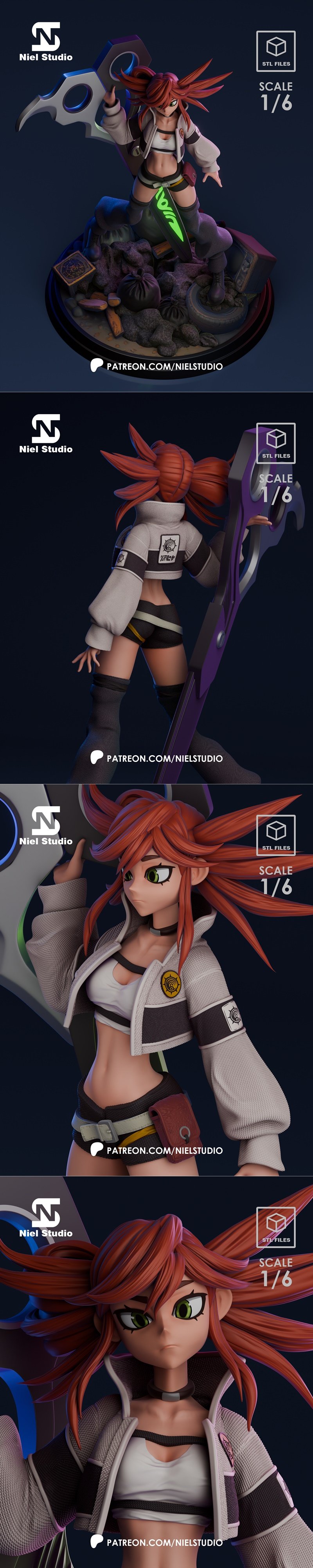 Niel Studio旗下作品《Gachiakuta》中的角色“Riyo Reaper”3D打印模型|Niel Studio – Gachiakuta – Riyo Reaper – 3D Print Model STL