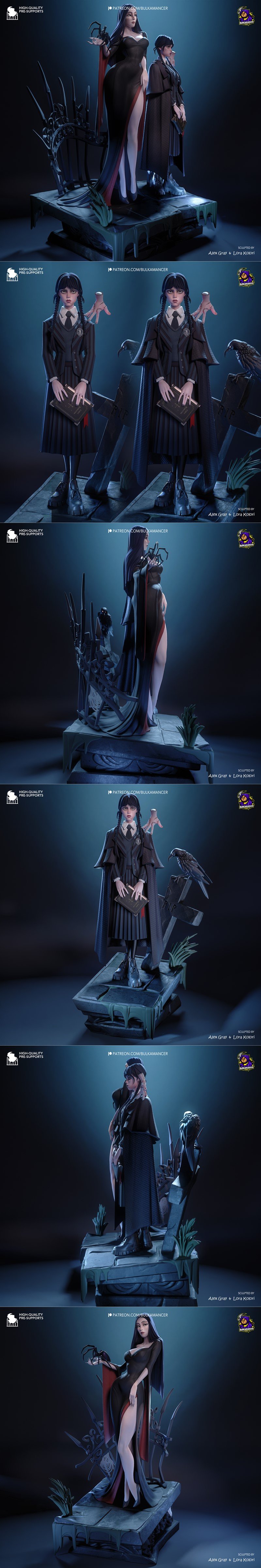 哥特风格双人像3D打印模型|Bulkamancer Sculpts – Gothic Duo – 3D Print Model STL