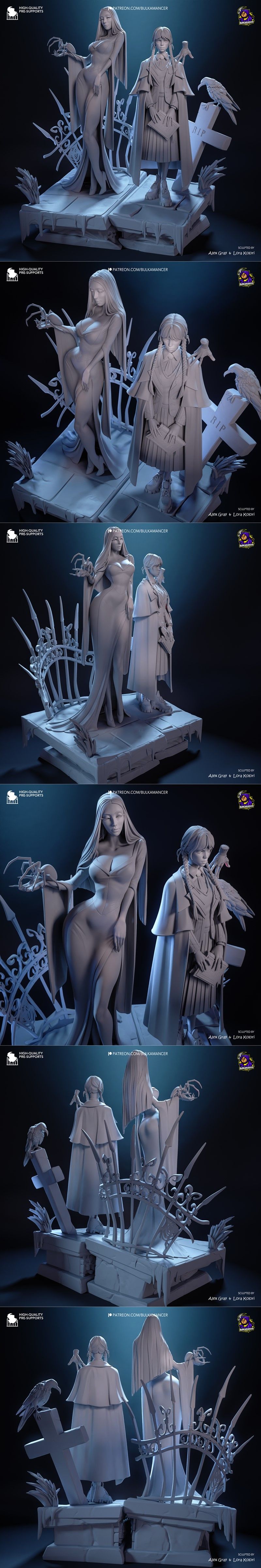 哥特风格双人像3D打印模型|Bulkamancer Sculpts – Gothic Duo – 3D Print Model STL