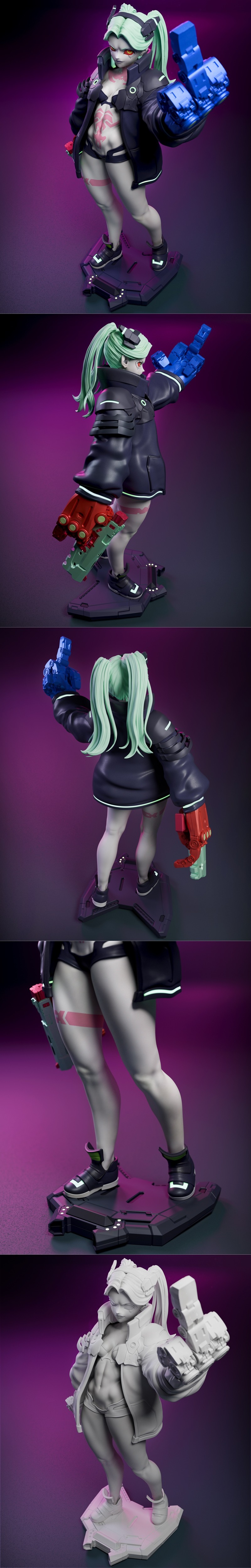 CA 3D工作室 - 机械朋克风Rebecca角色 - 3D打印模型|CA 3D Studios – Rebecca – Cyberpunk – 3D Print Model STL