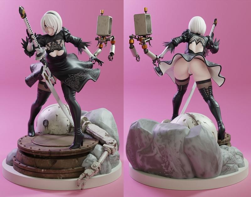 3D打印模型：尼尔：自动人形 2B角色造型|KiTNo – 2B – Nier Automata – 3D Print Model STL