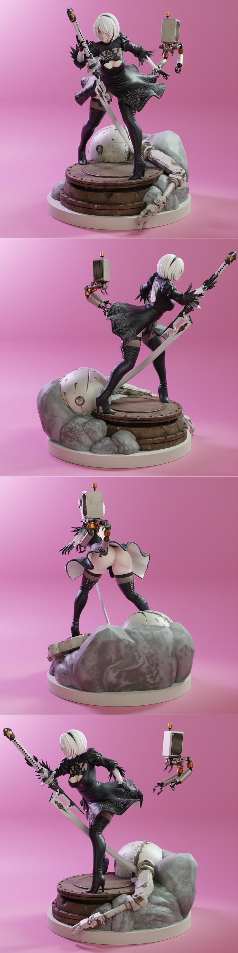 3D打印模型：尼尔：自动人形 2B角色造型|KiTNo – 2B – Nier Automata – 3D Print Model STL