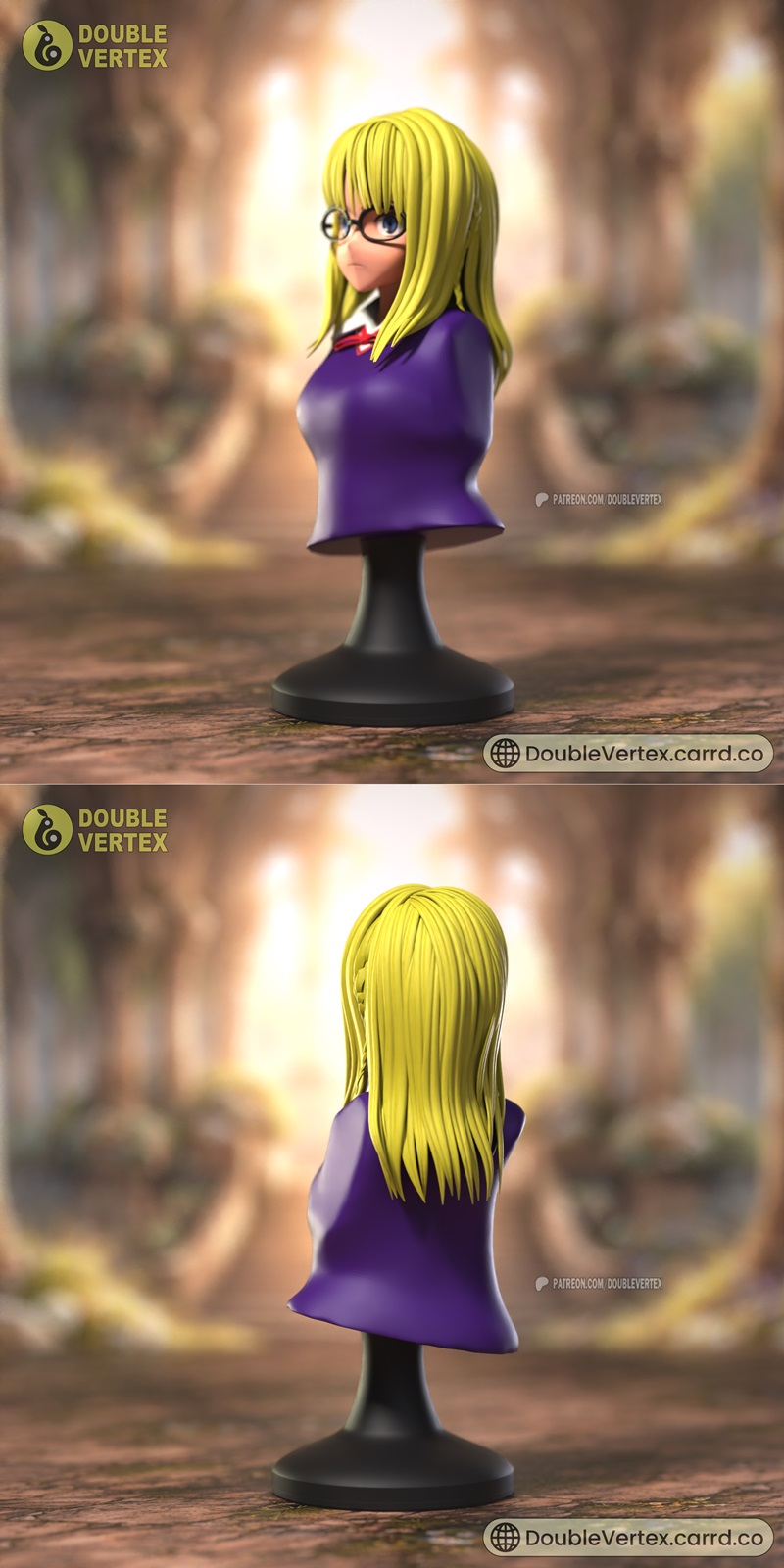 双顶之恋 - 佐佐木亚佳 - 3D打印模型|Double Vertex – Sajou Ayaka – Fate – Strange Fake Bust Figure – 3D Print Model STL