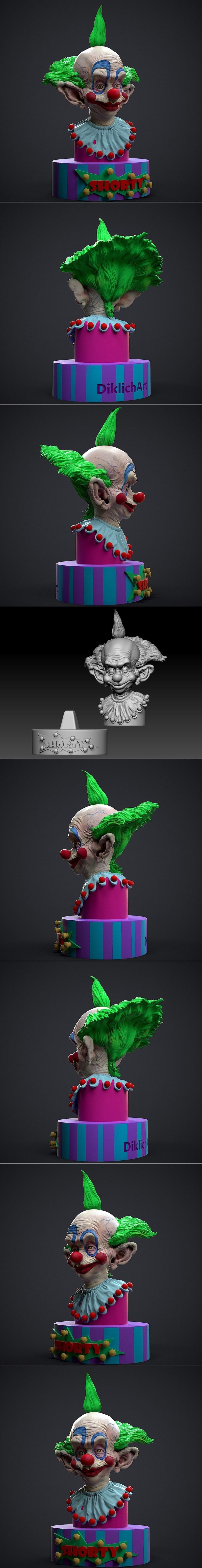 Diklichart - 短发怪人（来自外星的杀手小丑）3D打印模型|Diklichart – Shorty (Killer Klowns from Outer Space) Bust – 3D Print Model STL