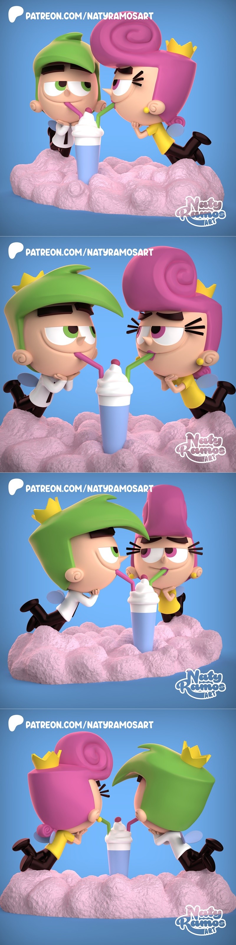 Naty Ramos 3D打印模型：Cosmo与Wanda cosplay角色雕塑|Naty Ramos – Cosmo y Wanda – 3D Print Model STL