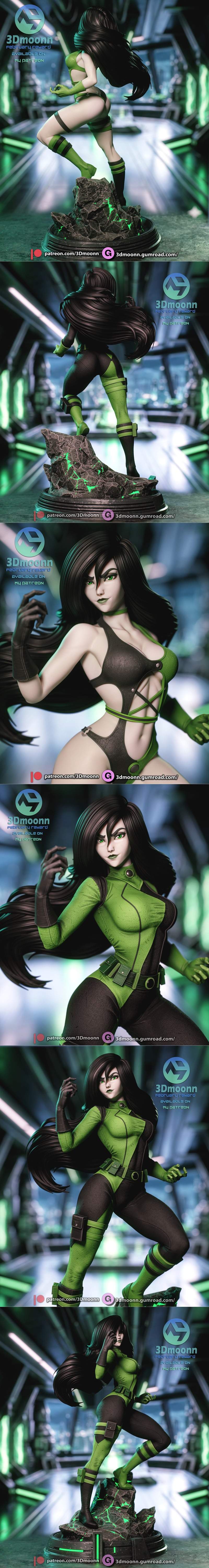 3D打印模型：Kim Possible角色Shego造型|3Dmoonn – Kim Possible – Shego – 3D Print Model STL