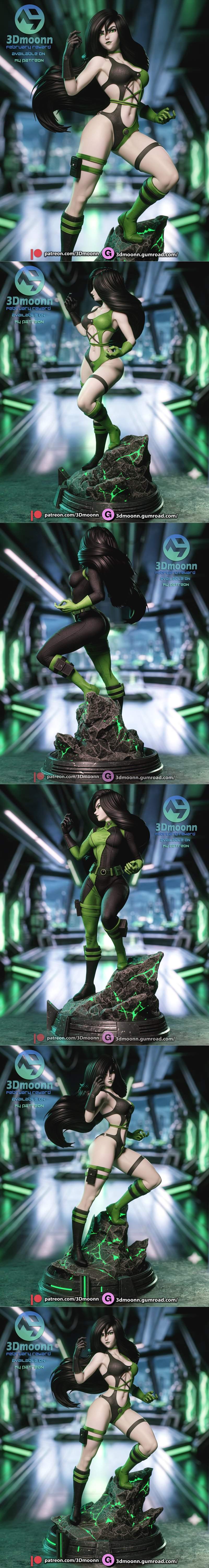 3D打印模型：Kim Possible角色Shego造型|3Dmoonn – Kim Possible – Shego – 3D Print Model STL