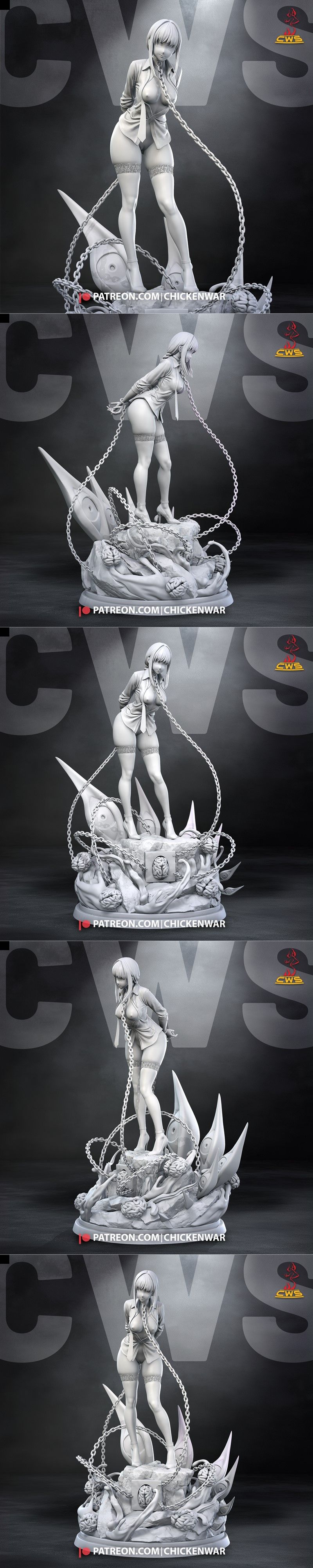 CW Studio - 魔卡娜·裸体 - 3D打印模型|CW Studio – Makima Nude – 3D Print Model STL