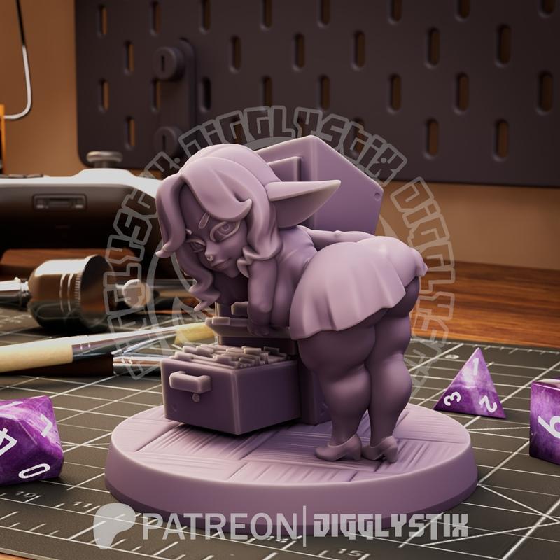 Jigglystix 3D打印文件柜小妖精模型|Jigglystix – Filing Cabinet Goblin – 3D Print Model STL