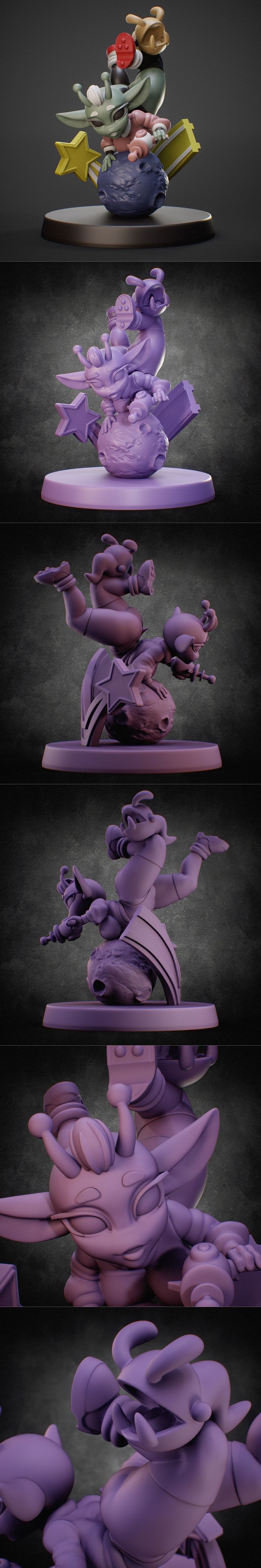 Jigglystix 3D打印模型：复古外星战士戈博|Jigglystix – Retro Alien Ranger Gobbo – 3D Print Model STL