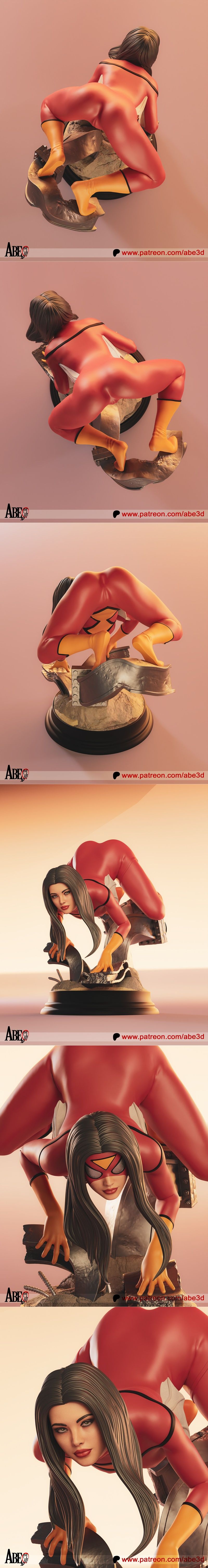 Abe3D - 蜘蛛女侠3D打印模型|Abe3D – Jessica Drew Spiderwoman – 3D Print Model STL