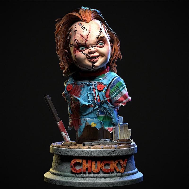 斯捷潘诺夫雕刻 - 丘奇雕像 - 3D打印模型|Stepanov Sculpts – Chucky Bust – 3D Print Model STL