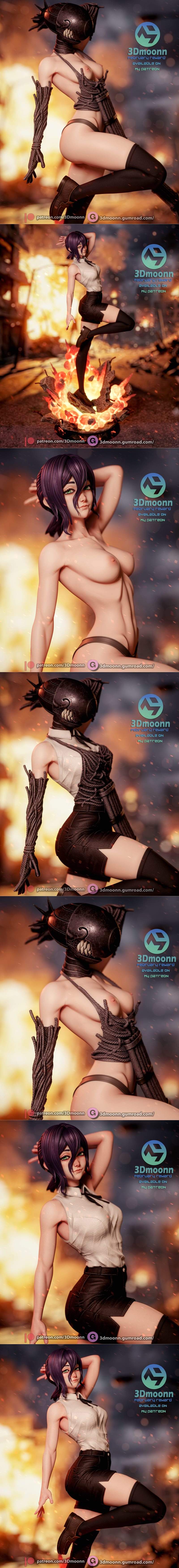 3D打印模型： Chainsaw Man 角色 Reze|3Dmoonn – Chainsaw Man – Reze – 3D Print Model STL