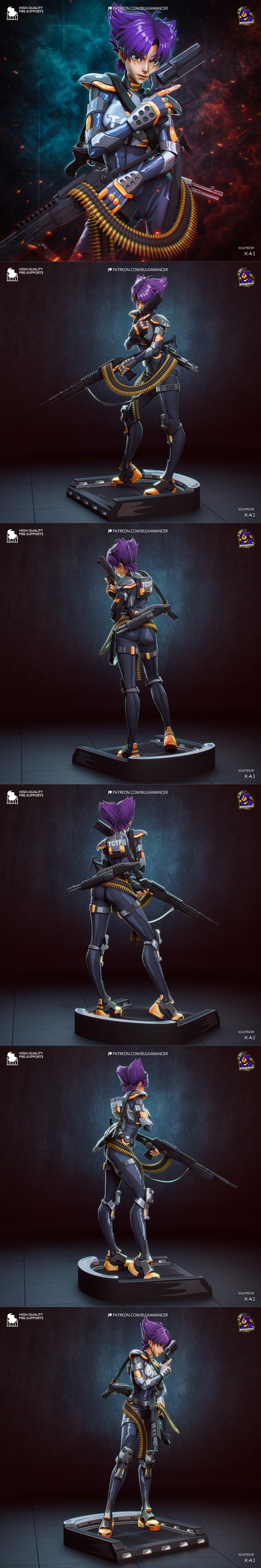 Bulkamancer造型设计 – Konoko – 3D打印模型|Bulkamancer Sculpts – Konoko – 3D Print Model STL