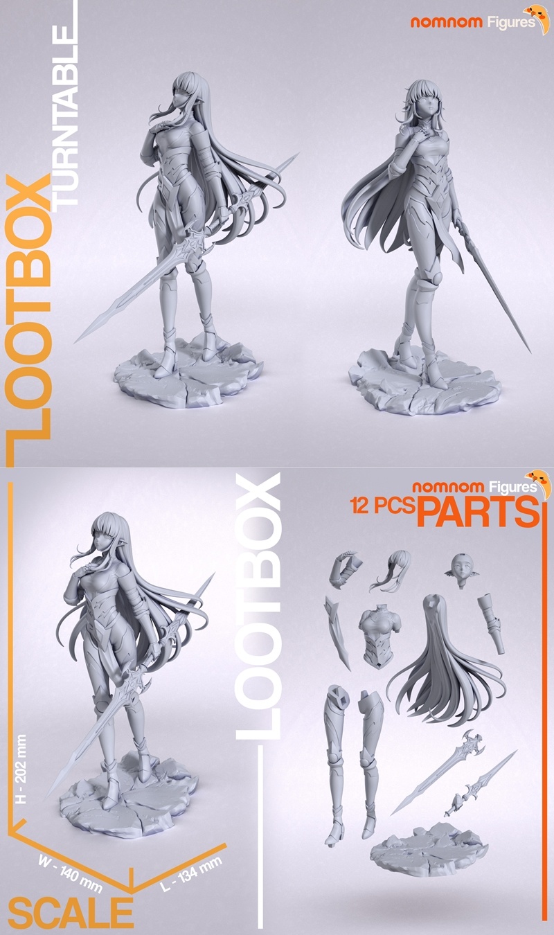 Nomnom Figures - 唯一等级 - 金光之子3D打印模型|Nomnom Figures – Esil Radiru – Solo Leveling – 3D Print Model STL